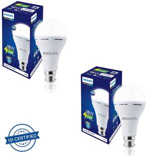 PHILIPS 18W Rechargeable Emergency Inverter LED Bulb (Pack of 2) with backup upto 4 hrs Bulb Emergency Light