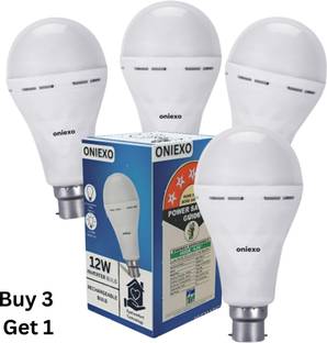 ONIEXO Pack of 4-Rechargeable 12W LED Bulb for Multi-Use During Emergencies and Travel 4 hrs Bulb Emergency Light