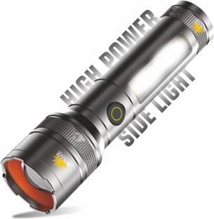 Sunaze Rechargeable Metal Body Torch Zoomable Head 1200 mAh Battery 3 Mode Lights 5hr 6 hrs Torch Emergency Light
