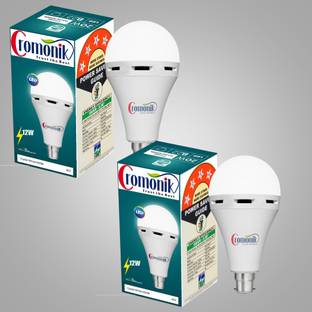 Cromonik Pack of 2-Ultra-Bright 12W Rechargeable LED Light Bulb 4 hrs Bulb Emergency Light