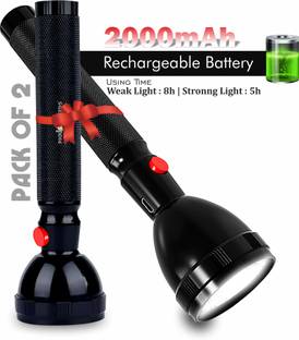 Pick Ur Needs 2X Power Long Range Torch Low / High Beam Mode Lithium Battery Metal Body Design 5 hrs Torch Emergency Light