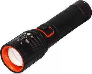FABUNIK TORCH Flashlight, Super Bright Zoomable Torch (Black, 13.5 cm, Rechargeable) 6 hrs Torch Emergency Light