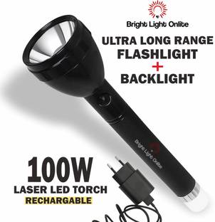 BRIGHT LIGHT ONLITE Rechargeable 2 In 1 Torch Light Battery 2000mAh Flash With Back Light Torch