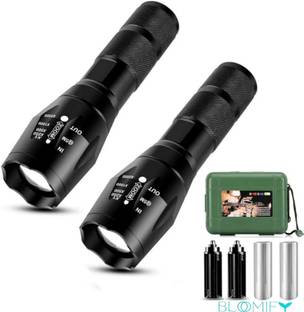 BloomiFy Waterproof Zoom Able High Power Long Range Rechargeable Torch Pack 2 8 hrs Torch Emergency Light