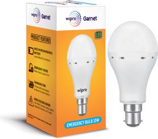 Wipro 15W Rechargeable LED (Pack of 1) with backup of upto 4 hrs Bulb Emergency Light