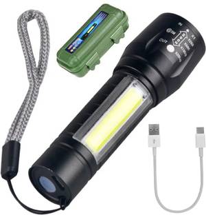 UNZAG Rechargeable Torch Super Biright Pocket Mini Zoom COB USB Charging 1 hrs Flood Lamp Emergency Light