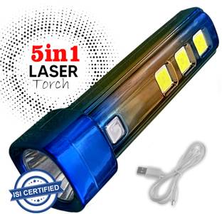 Pick Ur Needs 5 in 1 Mini Emergency Rechargeable Led Torch Light With Blinker 10 hrs Torch Emergency Light