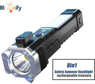 BloomiFy BMT-H66 Hammer Rechargeable LED Flashlight with Window Breaker & Seatbelt Cutter 5 hrs Torch Emergency Light