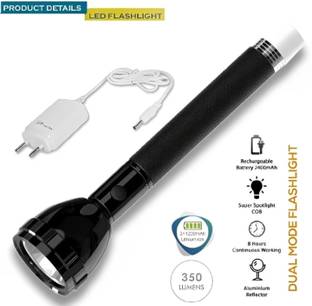Zeno volt Rechargeable LED Long Range Torch Full Power Up to 1 Km With BackLight Torch 8 hrs Torch Emergency Light