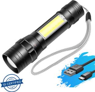 Pick Ur Needs Mini Emergency 3 Mode High Bright USB Rechargeable LED+COB Zoomable Torch Light 4 hrs Torch Emergency Light