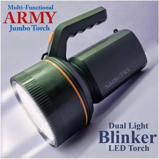 TRX 3 km long range blinker laser kisan LED torch with 250W jumbo heavy duty battery 15 hrs Torch Emergency Light