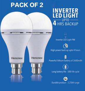 Henonex 12w Inverter bulb with B22 based powerful lithium battery upto 4hrs backup 4 hrs Bulb Emergency Light
