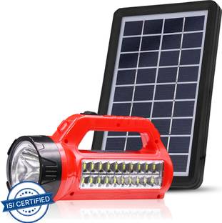Pick Ur Needs Bright LED Rechargeable Flashlight 50W + 20 SMD Side Handheld with Eco Friendly Solar Panel (3W+9V)Color As Per Availability 5 hrs Torch Emergency Light