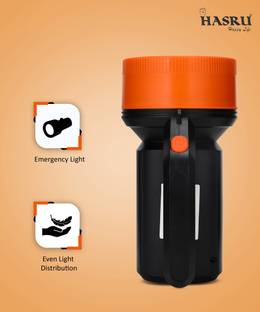 HASRU Rechargeable handle troch with 1 km with high range 1 hrs Bulb Emergency Light