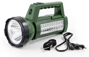 CRENTILA Rechargeable LED Search Long Range Torch Light with Blinker + Side Home Tube 8 hrs Torch Emergency Light