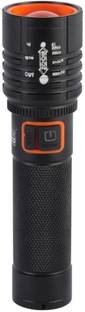 UNZAG 4 Mode_Rechargeable_Zoom Aluminum Flashlight With Cob Side Light 2 hrs Torch Emergency Light