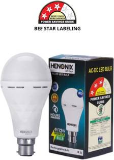 HENONIX Rechargeable 12 W Round B22 Inverter Bulb 2 hrs Bulb Emergency Light