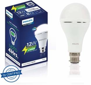 PHILIPS Inverter Bulb 12 Watt Rechargeable Emergency LED Bulb for Home, Cool Daylight, Base B22 4 hrs Bulb Emergency Light