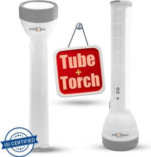 Pick Ur Needs LED Rechargeable 2 In 1 Home Emergency 50W+Long Tube Search Torch Light With 8 hrs Torch Emergency Light