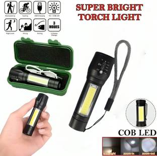 JK Sales Mini Rechargeable Battery Led 2in1 Flashlight USB Zoomable Powerful Camping Torch