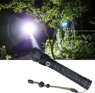 KARTASYA LED TORCH Flashlights High Lumens 5 Modes Torch (Black And Silver Rechargeable) 6 hrs Torch Emergency Light