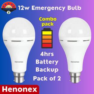 Henonex 12W Rechargeable LED Bulb with Energy Saver|Pck of 2 4 hrs Bulb Emergency Light