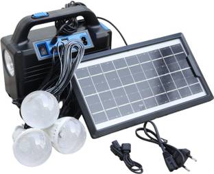 Smuf RL-5390 Portable Solar Inverter + 3 Bulb + LED Lamp + Mobile Charging 8 hrs Flood Lamp Emergency Light