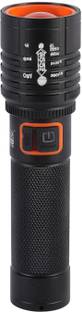 AKR Metal Led Torch Light Long Range 1000 Meter 1 Km High Power Zoomable & Type-C 5 hrs Torch Emergency Light