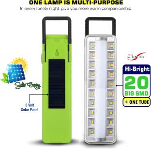 24 ENERGY 40 Led High Bright Light With Solar Charging Green Plastic Table Lantern