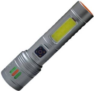 RYNZ Metal Led Torch Light Long Range 2 Km With Type C Charging & 6 in 1 Functions 8 hrs Torch Emergency Light