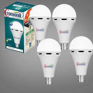 Cromonik Pack of 4-Emergency LED 12W Rechargeable Bulb for Home Security 4 hrs Bulb Emergency Light
