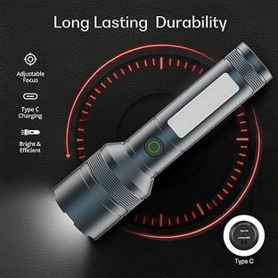 Zeno volt Metal LED Torch Flashlight, XML T6 Water Resistance 5Modes Adjustable Focus 5 hrs Torch Emergency Light