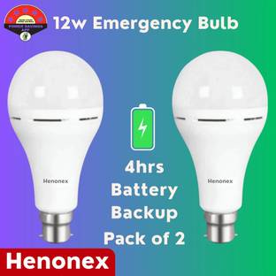 Henonex LED Bulb with Emergency Battery 12W Pack of 2 4 hrs Bulb Emergency Light