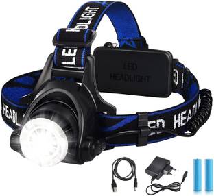 jamunesh enterprise Headlamp Torch, USB Rechargeable Water Resistant Zoomable Headlamp Flashlight 3 hrs Torch Emergency Light