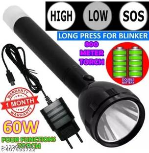 Zeno volt Strong Beam Adjustable Focus Zoom Torch 5-Light Modes Waterproof Rechargeable 6 hrs Torch Emergency Light