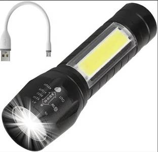 GALLAXY Rechargeable Zoomable Flashlight Torch (Black) 2 hrs Torch Emergency Light