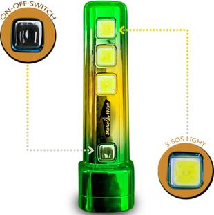 Make Ur Wish Rechargeable Led Torch Light 5 In 1 Long Range Upto 700M Battery Backup 6 hrs 6 hrs Torch Emergency Light