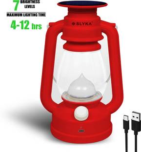 SLYKA 12 Hi-Bright LED with 1st Step Night Lamp Solar Rechargeable 4 hrs Lantern Emergency Light