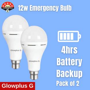 Glowplus G Fast-Charging 12W Emergency Bulbs – Pack of 2 3 hrs Bulb Emergency Light