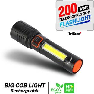 Trillsun High Power Torch with Zoomable Metal body 6 Mode Flashlight Rechargeable Torch