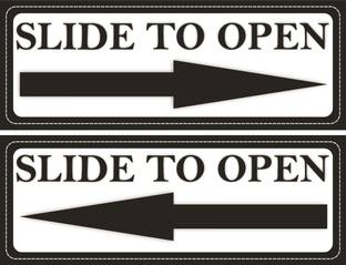 GOODPRINTZONE Slide To Open Arrow Door Sticker For VIP Black Color Size 3"X8"Inch Pack 4 Pcs Emergency Sign