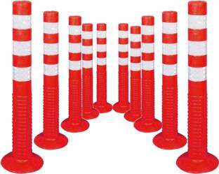 Kunplast Flexible Plastic Spring Post Barrier High Grade Polymer Material, Pack of 10 (RED) Emergency Sign