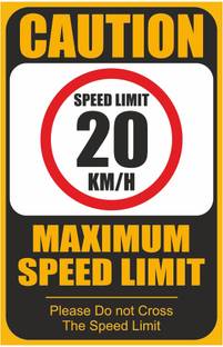 surmul Caution Maximum Speed Limit 20 km/h Sign Board For House Road, 8x5 Inches Emergency Sign