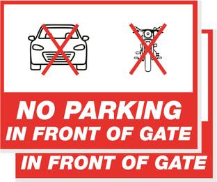 GOODPRINTZONE Sign Board No Parking Front Of the gate & Do not Park Vehicle in front of gate Emergency Sign