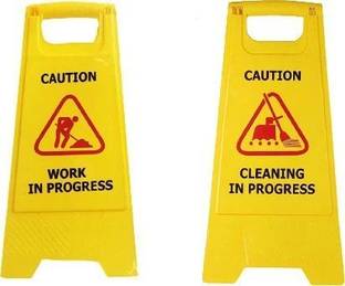 AMIGOS STORE Work in progress, Cleaning in Progress Emergency Sign