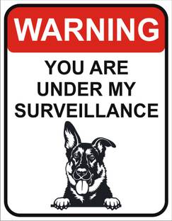 PrintoAd INDIA WARNING BEWARE OF DOG, High Quality Double Side Tape, SURVEILLANCE Emergency Sign