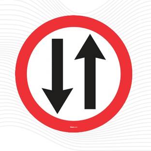 Signved Two Way Street Sign Board, Road Safety Signage, 64 cm x 64 cm Emergency Sign