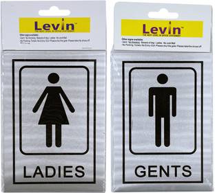 Levin GENTS & LADIES TOILET 6"x4" Stainless Steel Sign Board Emergency Sign