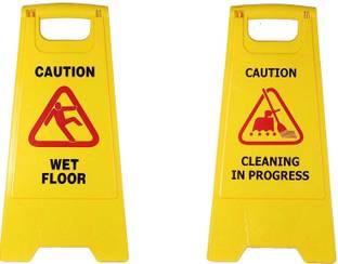 SOLACE HYGIENE Wet Floor And Cleaning in Progress Sign Board-Combo Of 2 Pcs Emergency Sign