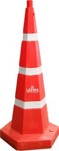 Ladwa 1000 mm Heavy Base Traffic Safety Cone With 3 Reflective Strip Emergency Sign